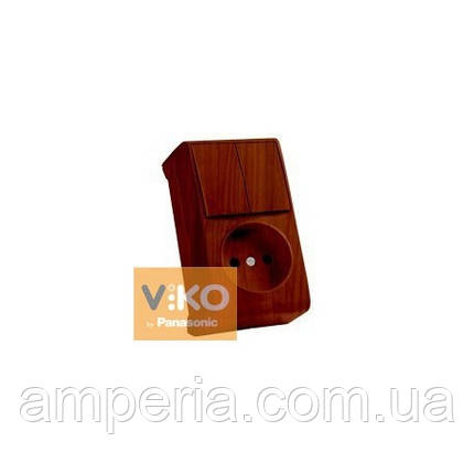 Комбінація розетки та вимикача 2-кл. махагон (вертикальна) ViKO Vera 90682289, фото 1