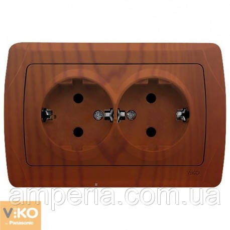 Розетка 2-я із заземленням вишня Decora 93010856
