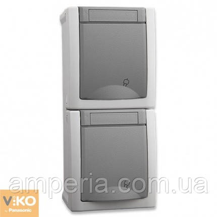Розетка із заземленням 2-річна вертикальна ViKO Pacific 90591086, фото 1