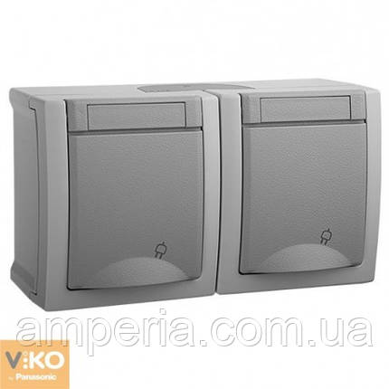 Розетка із заземленням 2-ва горизонтальна ViKO Pacific 90591088, фото 1