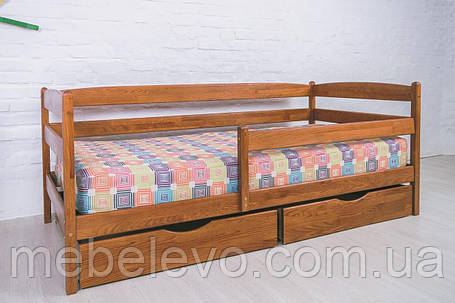 Ліжко дерев'яна Маріо з перегородкою і ящиками Олімп, фото 2