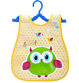 Слинявчик фартух з ковшем для їжі на липучці Совушка (02129)