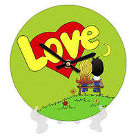 Годинник настінний круглий Love зеленые 18 см (CH18_P_17LV003)