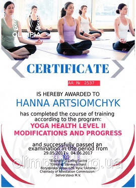 Зразок просунутого курсу з йоги для інструкторів на англійській від школи Олімпія