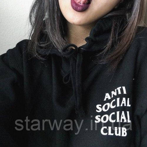 Худі A. S. S. C. anti social social club | чорна жіноча толстовка