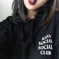 Худі A. S. S. C. anti social social club | чорна жіноча толстовка