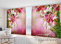 Фото Шторы "Пестрые орхидеи" 2,7м*2,9м (2 полотна по 1,45м), тесьма