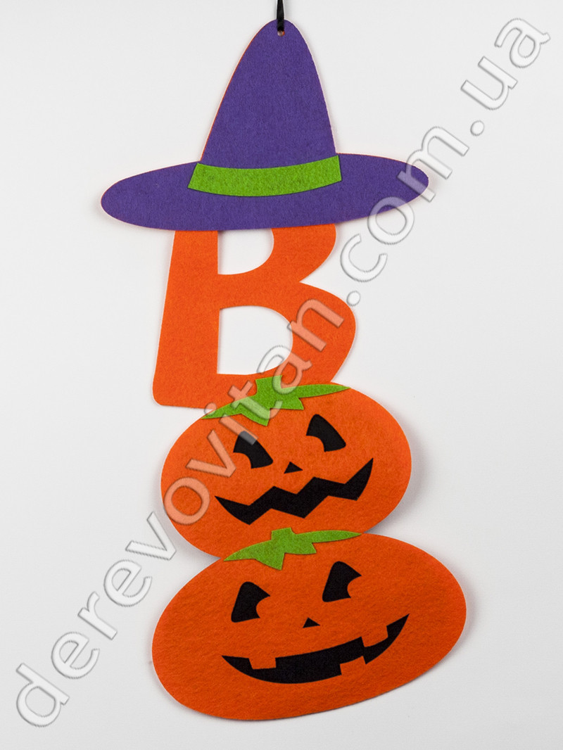 Декор на Хэллоуин из фетра на "Оранжевые тыквы", 18.5×40 см - фото 1 - id-p580429719