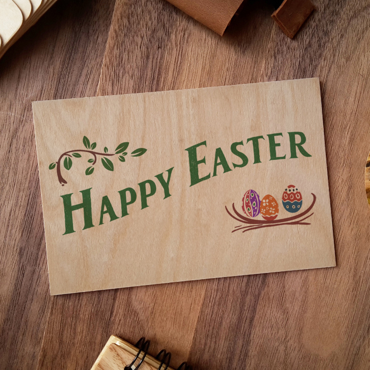 Дерев'яна листівка "Happy Easter"