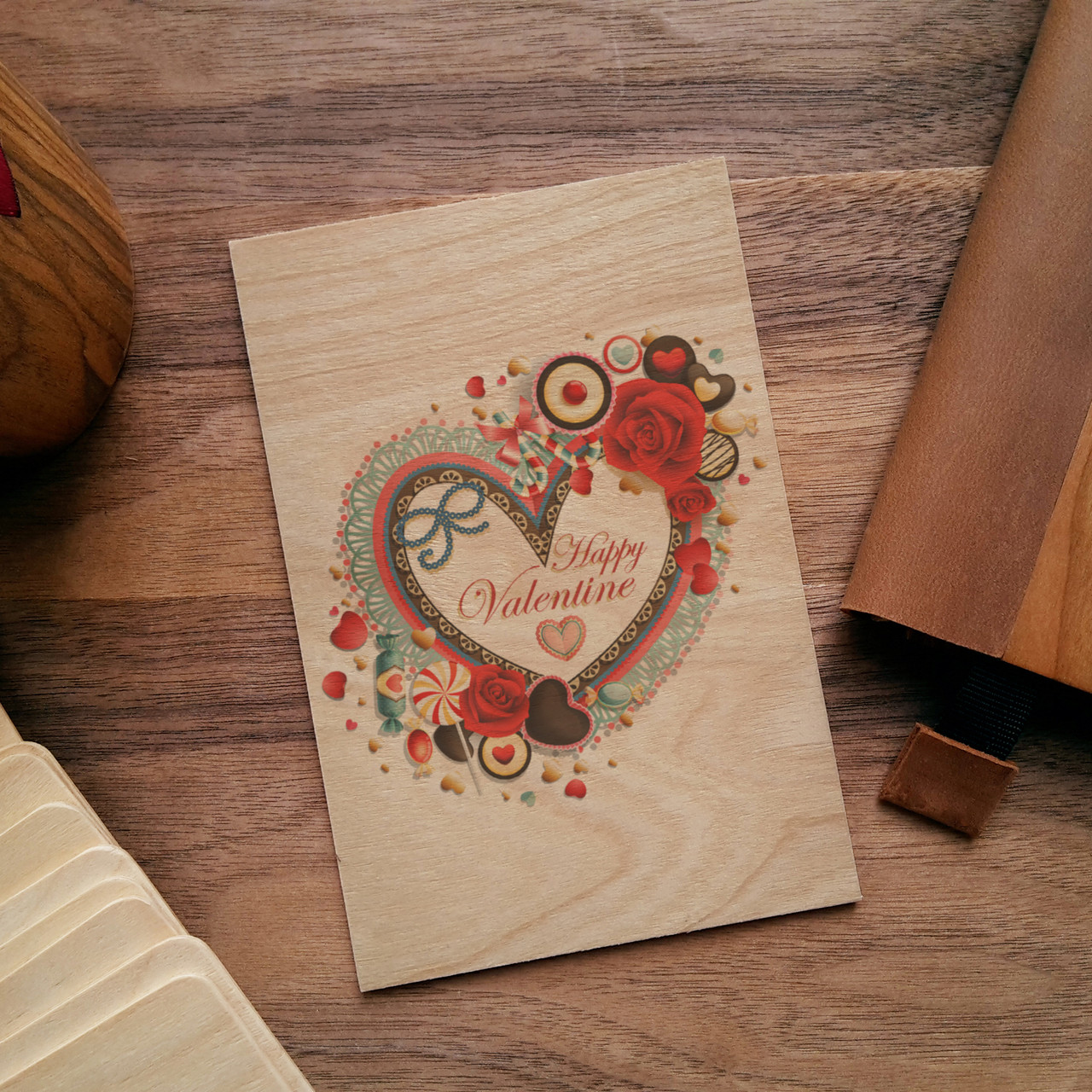 Дерев'яна листівка "Valentines Day"