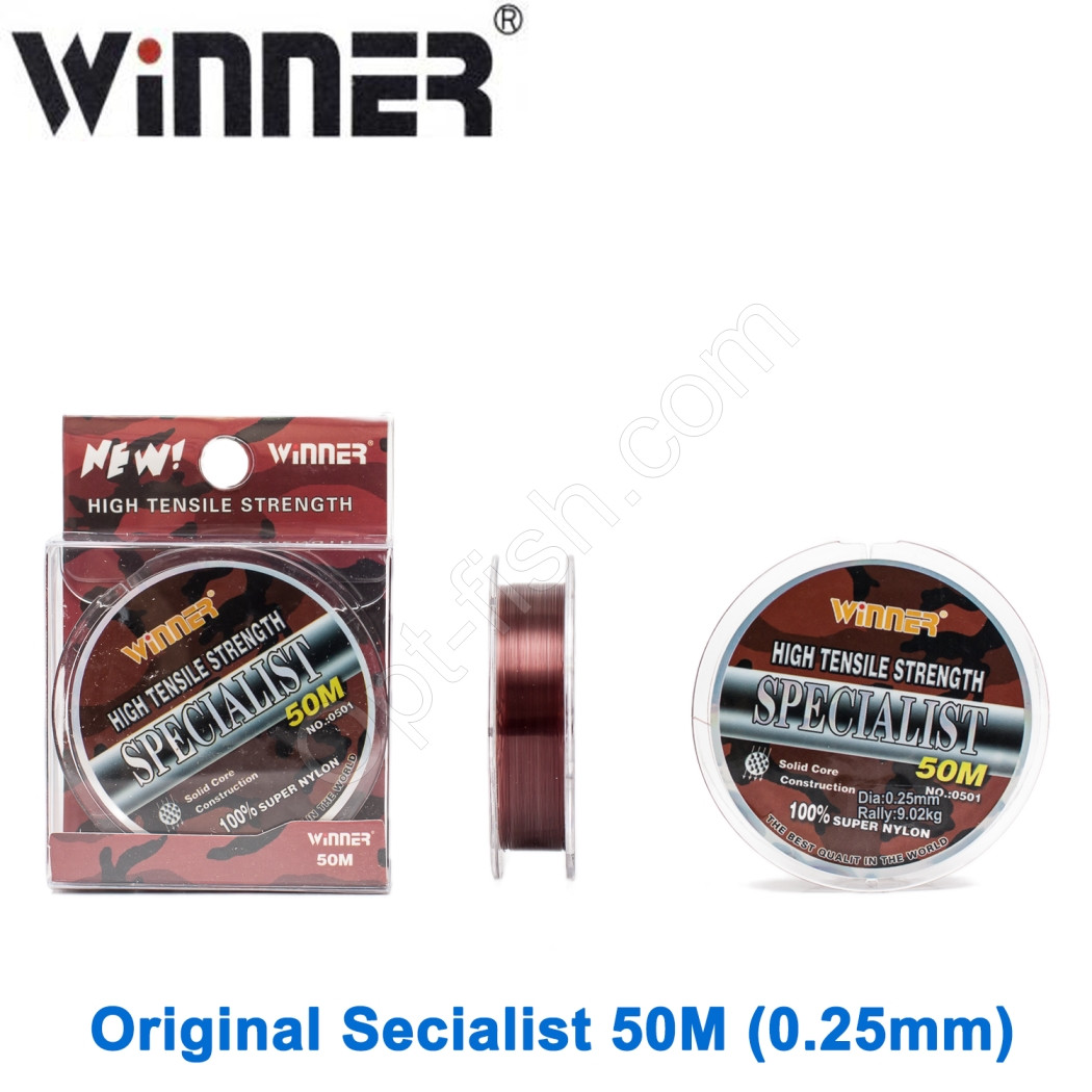 Волосінь 50 метрів волосінь Winner Original Specialist №0501 50м 0,25 мм *, фото 1