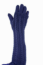 Жіночі рукавички стрейч довгі+митенка великі Сині, фото 3