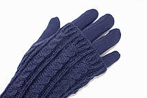 Жіночі рукавички стрейч довгі+митенка великі Сині, фото 5