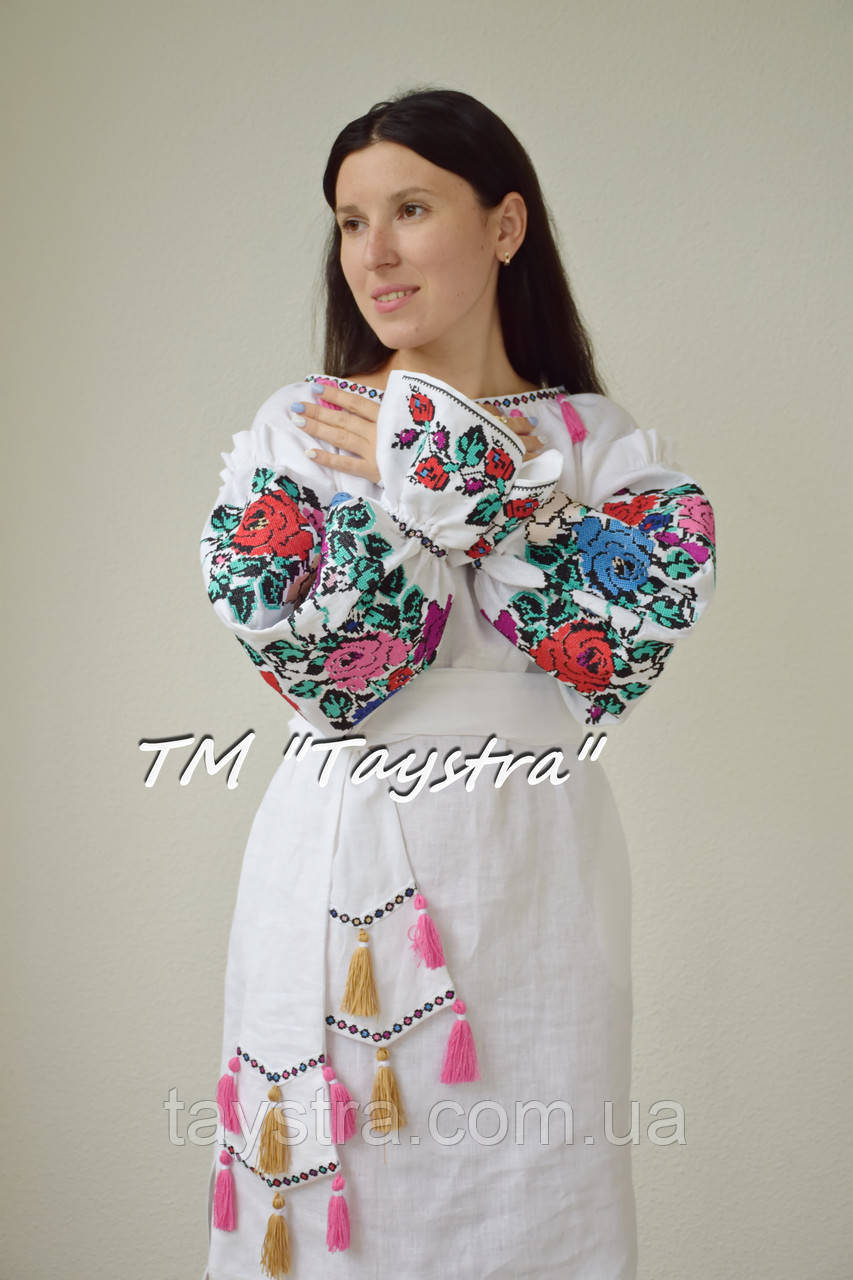Платье короткое белый лен, вышиванка этно бохо стиль , Bohemian, этно, туника в Бохо-стиле - фото 5 - id-p580625596