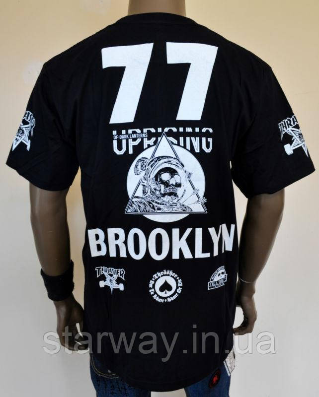 Чорна футболка thrasher brooklyn 77 logo