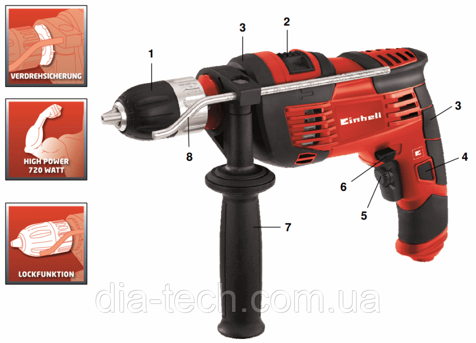 Дрель Einhell TC-ID 720 E, фото 1