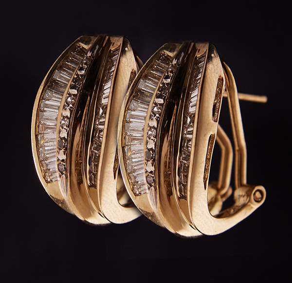 Жіночі сережки з жовтого золота з діамантами С32Л1№13