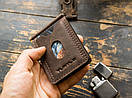 Ручна робота затиск для грошей з перфорацією шкіряний SPOT коричневий, фото 6