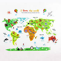Виниловая наклейка  "Карта мира для детей" №2