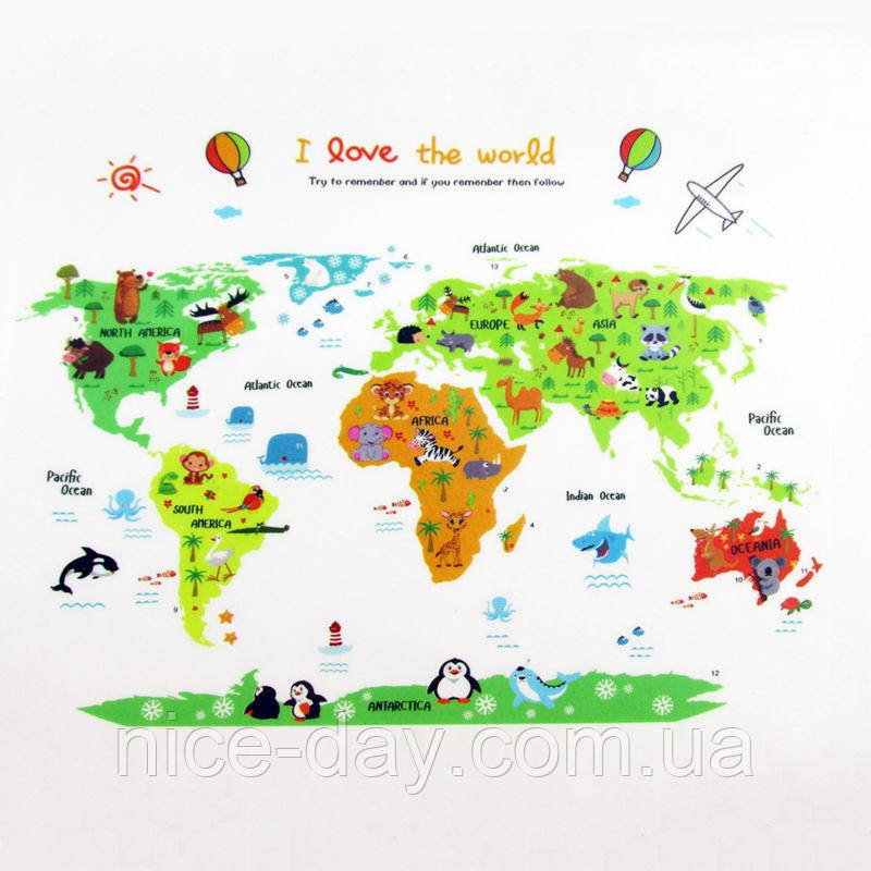 Виниловая наклейка "Карта мира для детей" №2 - фото 1 - id-p580794865