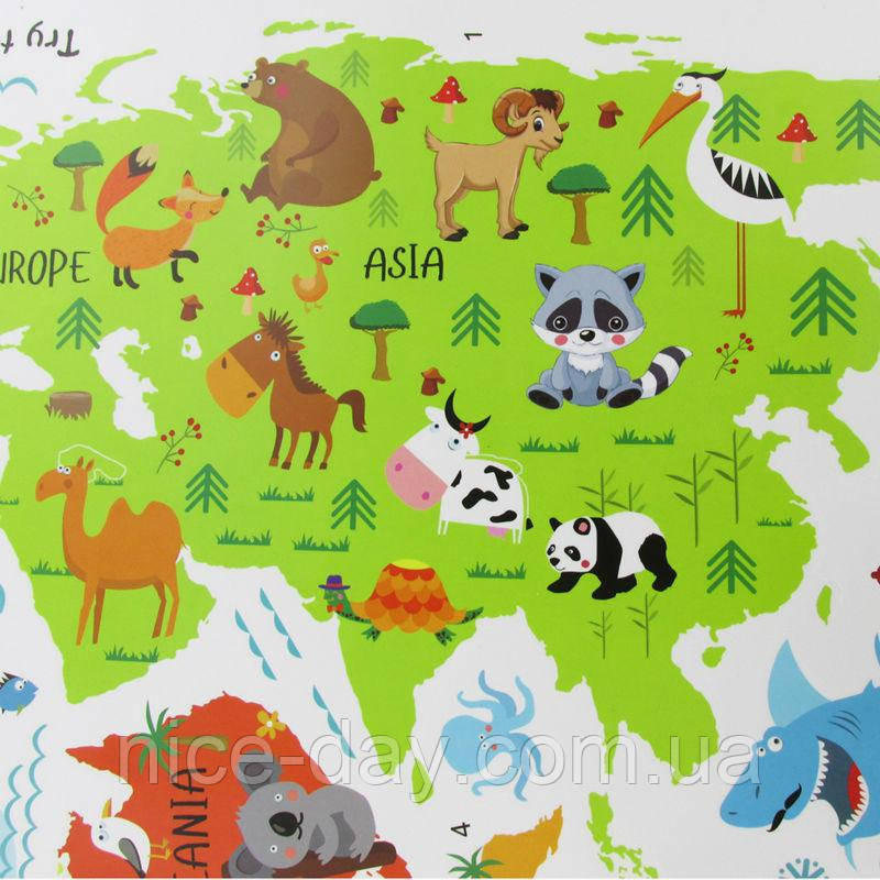 Виниловая наклейка "Карта мира для детей" №2 - фото 2 - id-p580794865
