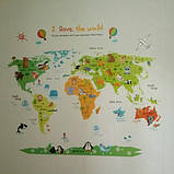 Вінілова наклейка "Карта світу для дітей" No2, фото 6