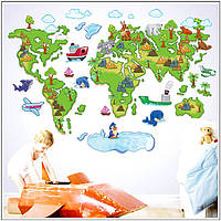 Вінілова наклейка "Карта світу для дітей" No3
