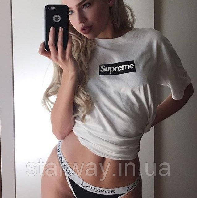Жіноча біла футболка supreme