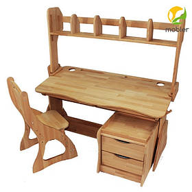 Комплект парта (ширина 120 см) з надбудовою з тумбою та стільцем