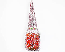 Чоловіча сумка ручної роботи авоська - EcoGG - бавовняна, Розмір S - 5л, біло-вишнева