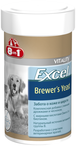 Пивні дріжджі 8in1 для собак і кішок Excel Brewers Yeast таблетки 140 шт., фото 1
