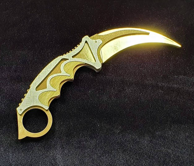 

Деревянный нож-коготь Керамбит, золото, Золотистый