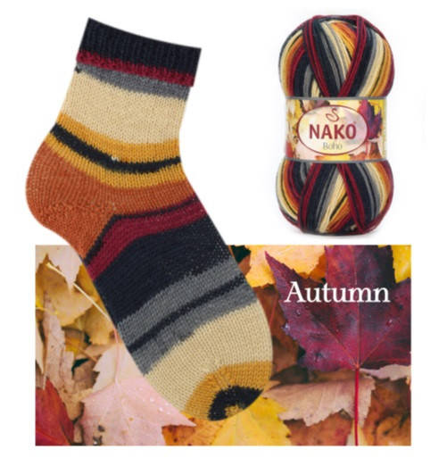 

Nako Boho (Нако Бохо) № 82445 (Носочная пряжа, нитки для вязания), Секционное крашение
