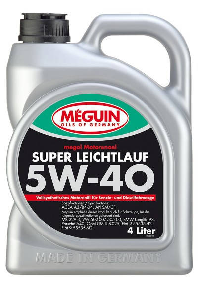 

Масло моторное полностью синтетическое MEGUIN Super Leichtlauf 5W-40 4Л. (4355)