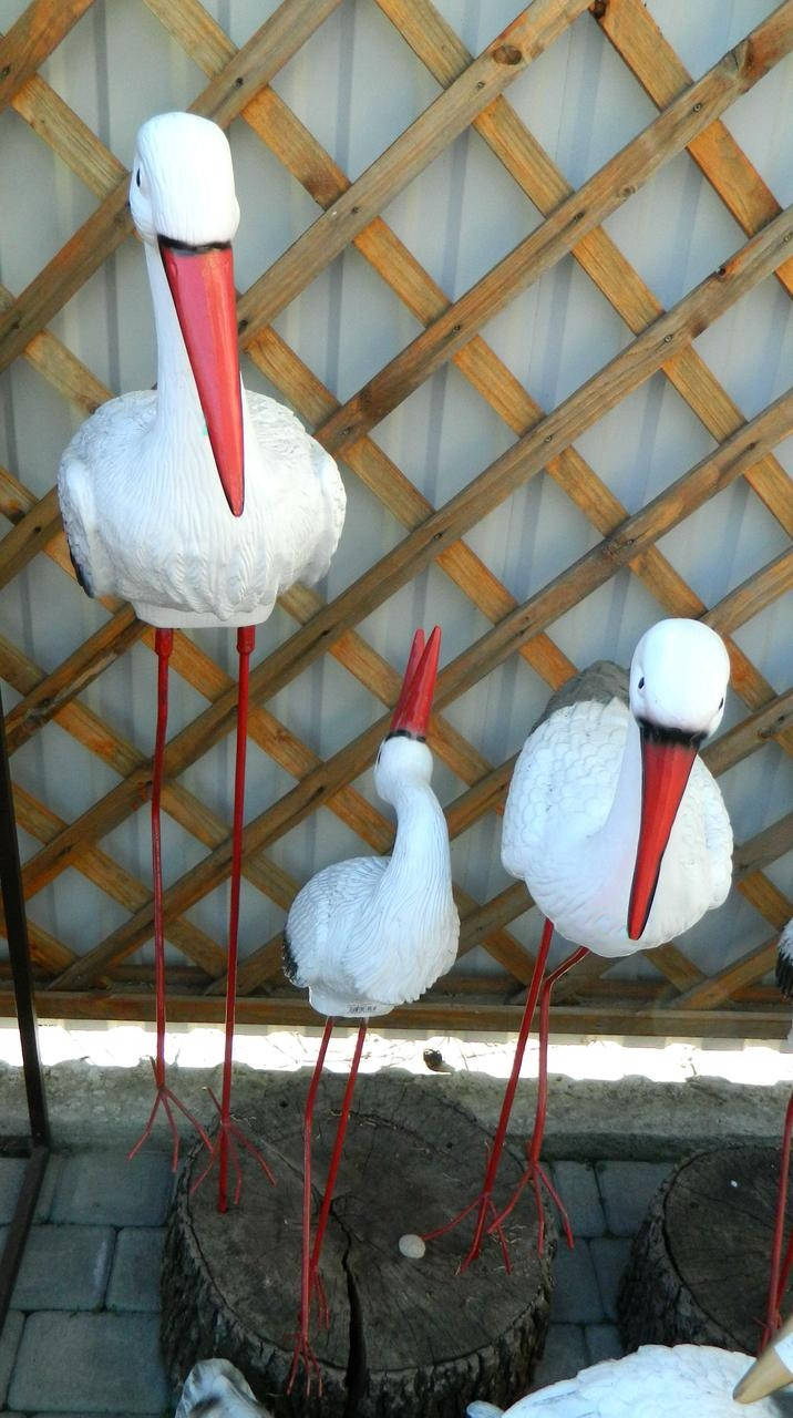 

Садовая фигура Аист на металических ногах 70см, Белый