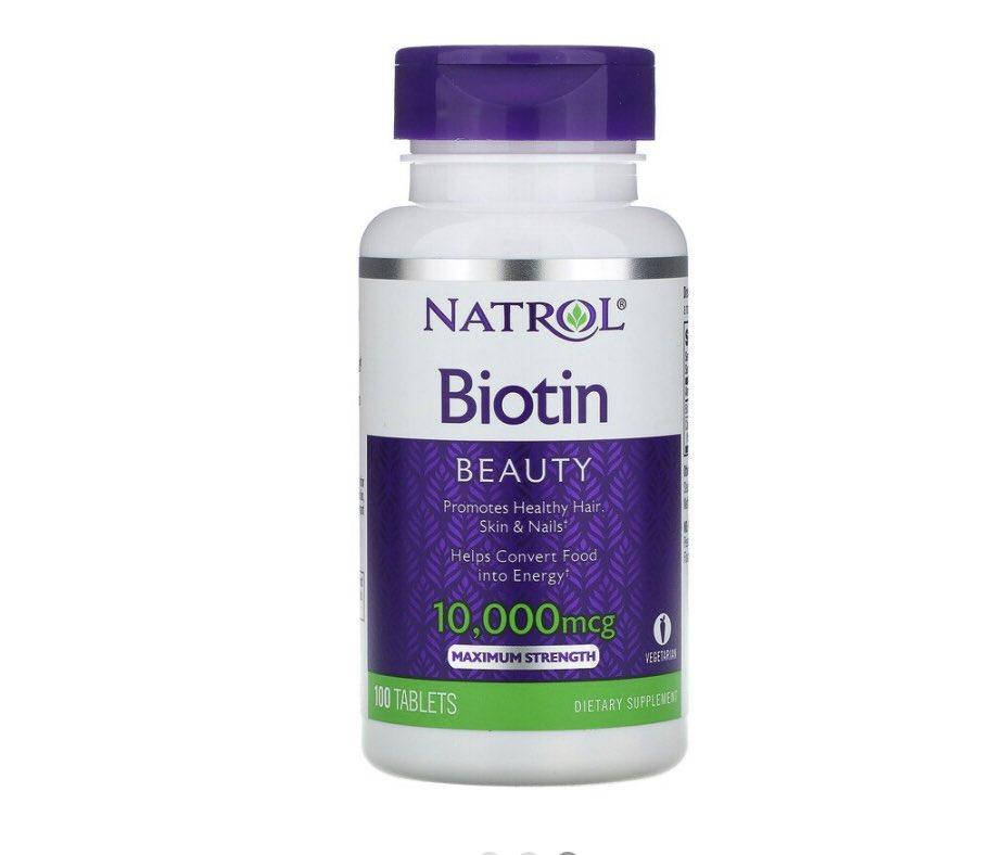 

Natrol, биотин, максимальная сила действия, 10 000 мкг, 100 таблеток