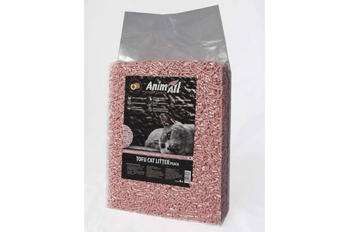 

AnimAll Tofu соевый наполнитель с ароматом персика, 6 литров (2,6 кг)