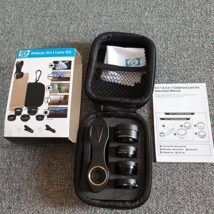 

Apexel Deluxe Lens Clip Kit 5 in 1 ,набор линз,объективов для телефона ,смартфона