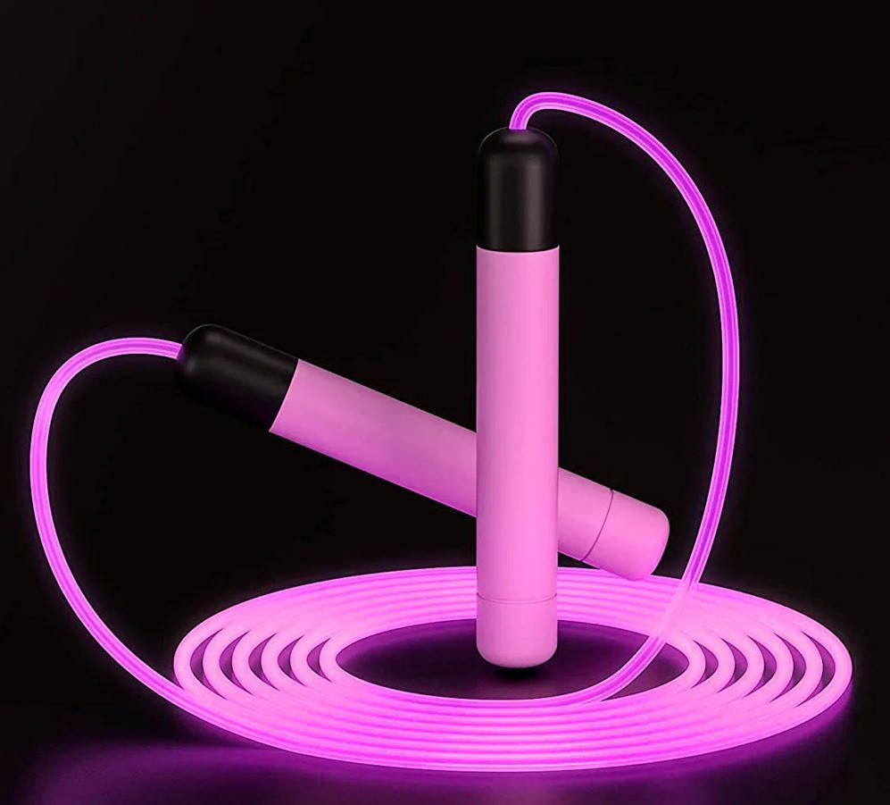 

Светящаяся скакалка спортивная ночная с led-подсветкой Неоновая Розовая
