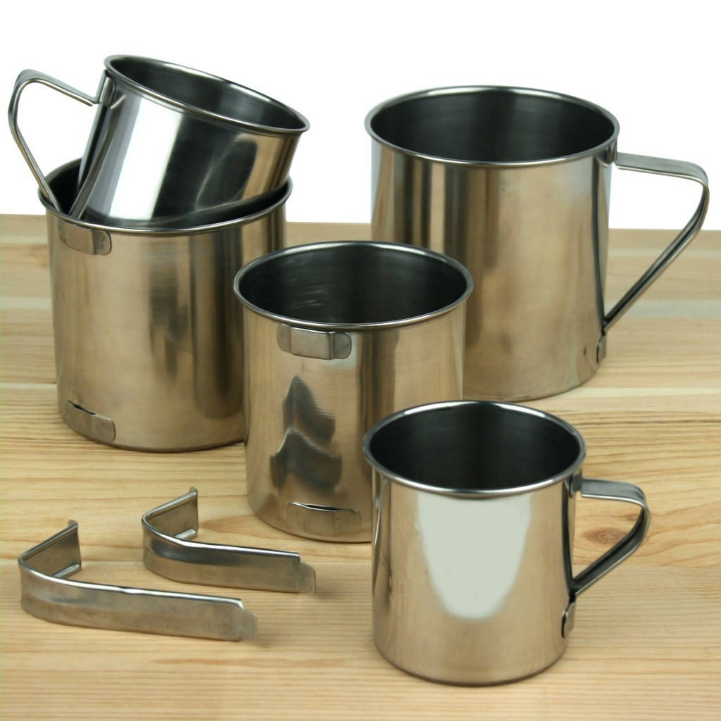 

Набор кружек из нержавеющей стали 5 штук V=( 0,200л._0,350л._0,500л._0,700л._1,000л. ), Светло-серый