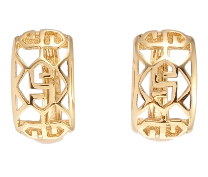 

Серьги Xuping Позолота 18K колечки "Декоративный резной орнамент" на одну сторону