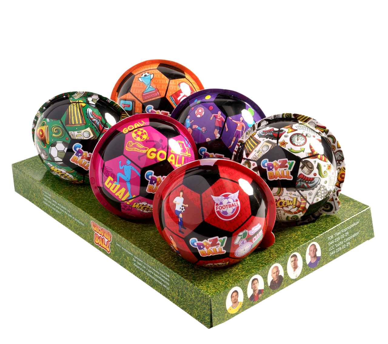 

Мяч пластиковый Crazy ball с игрушкой-сюрпризом и конфетами для девочки и мальчика