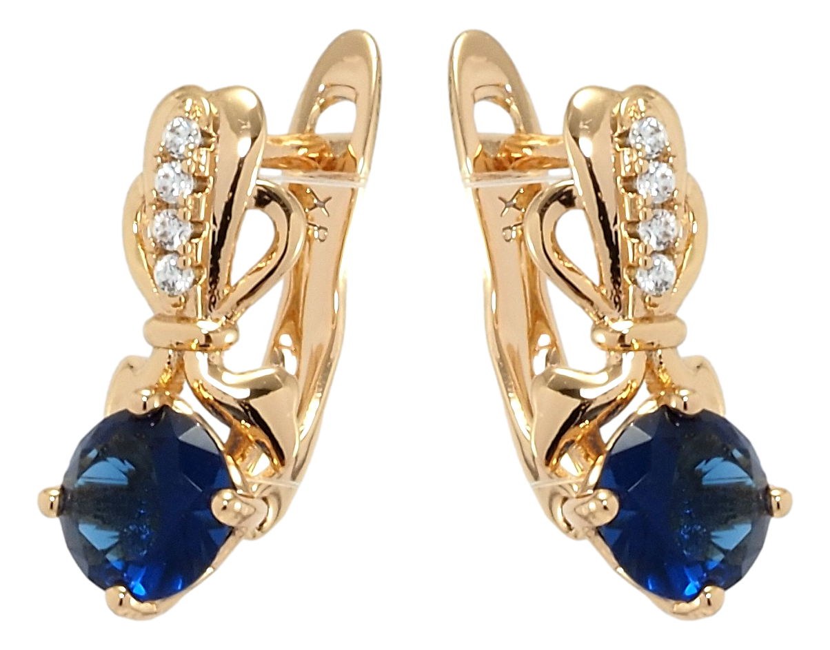 

Серьги Xuping Позолота 18K английский замок "Элегантные с синим фианитом"