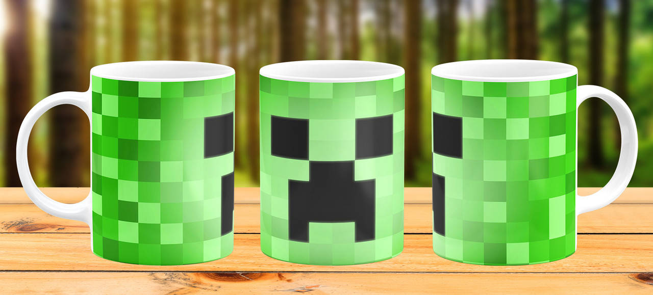 

Кружка Minecraft майнкрафт Крипер Прикольная чашка подарок Сыну дочке, Белый