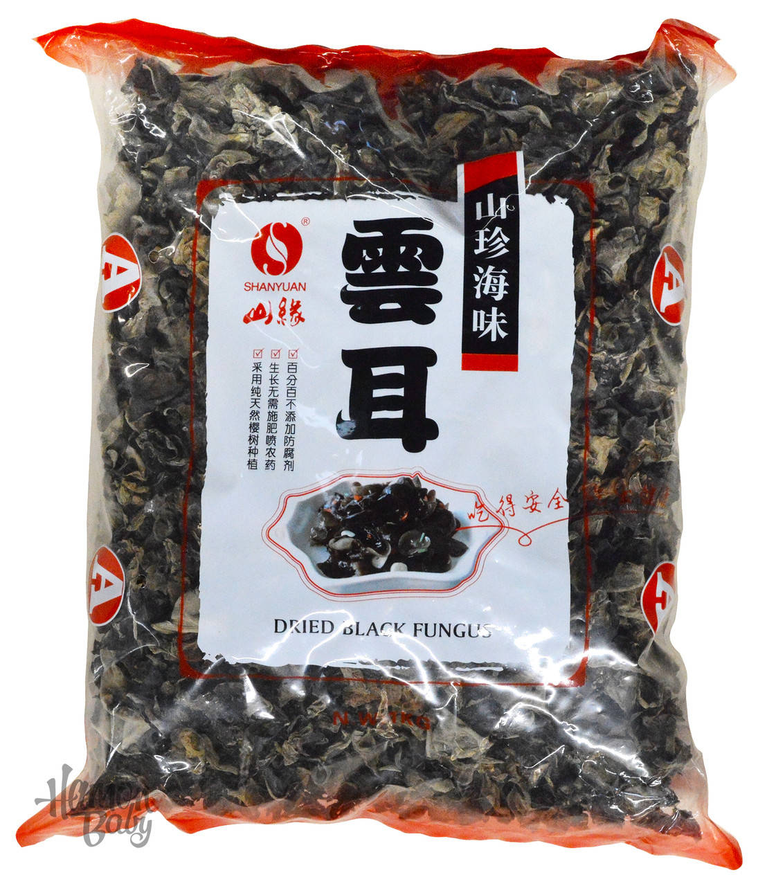 

Грибы древесные муэр(муер) блек фунгус сушеные, 1 кг, ТМ Shanyuan, Китай