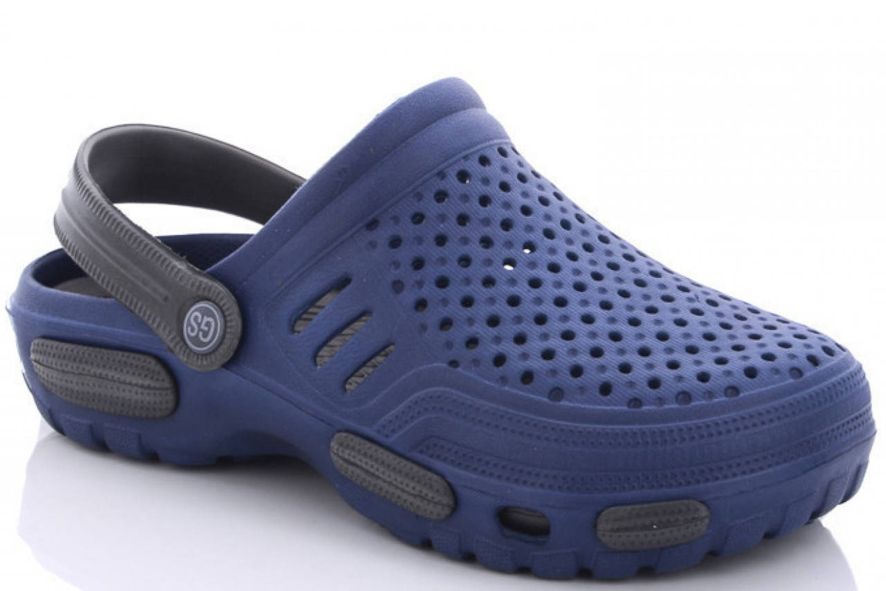 

Мужские кроксы синие Сабо двойная подошва, серая стелька, Синий