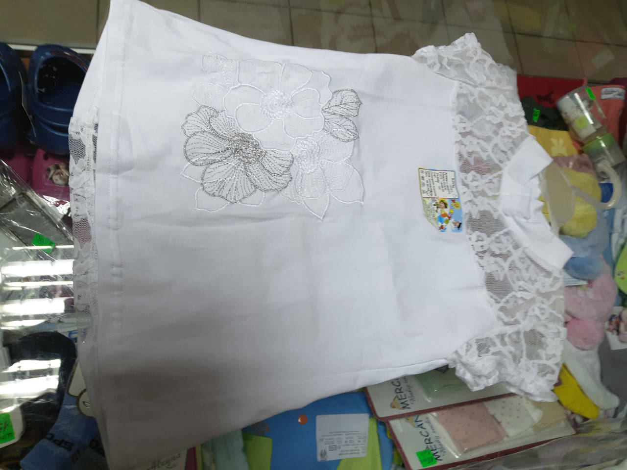 

Школьная блуза с коротким рукавом для девочки р.110-140, Белый