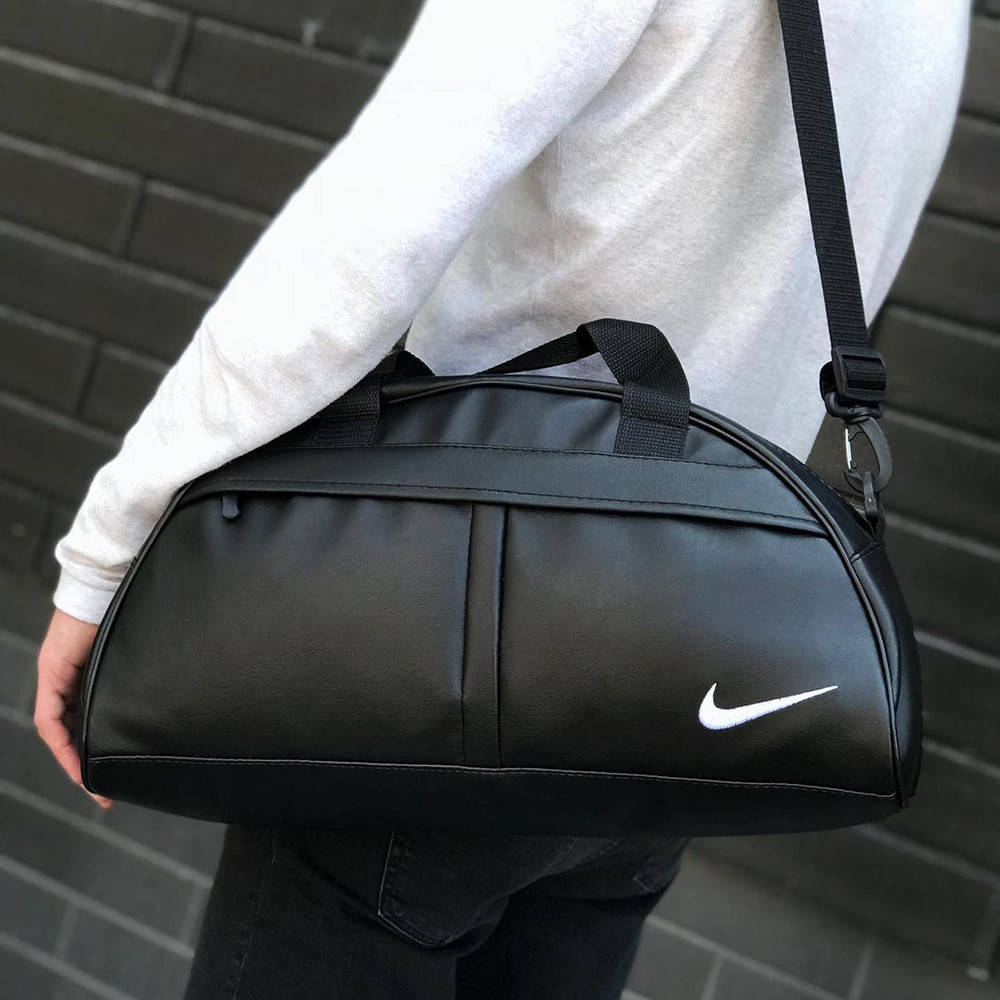 

Сумка спортивная Найк кожаная черная для зала сумки Nike женские мужские на тренировку фитнес цвет черный