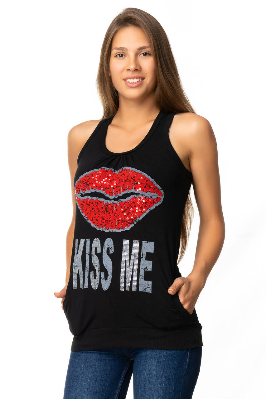 

Стильная летняя майка KISS ME (в расцветках 44-46)