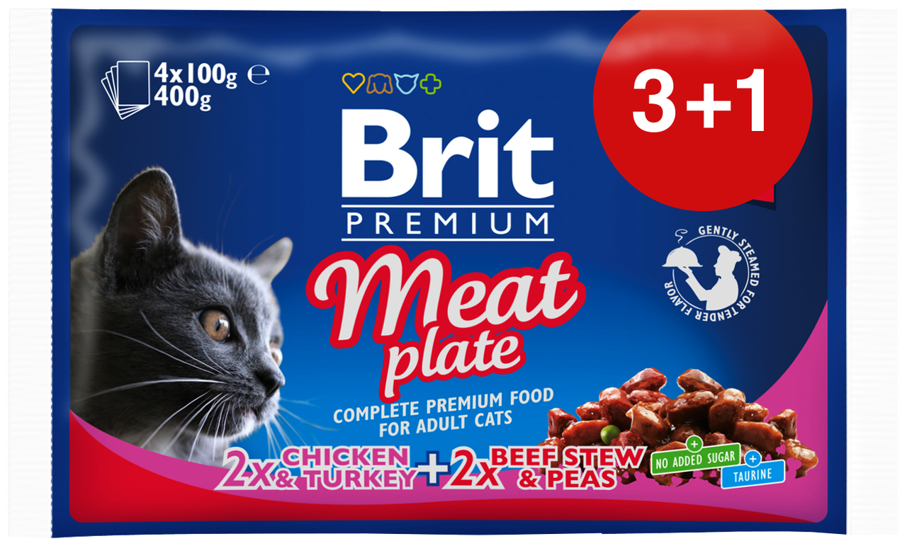 

Влажный корм Brit Premium Cat мясная тарелка (4 шт. х 100 г)